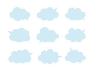 水色のシンプルな吹き出しのセット