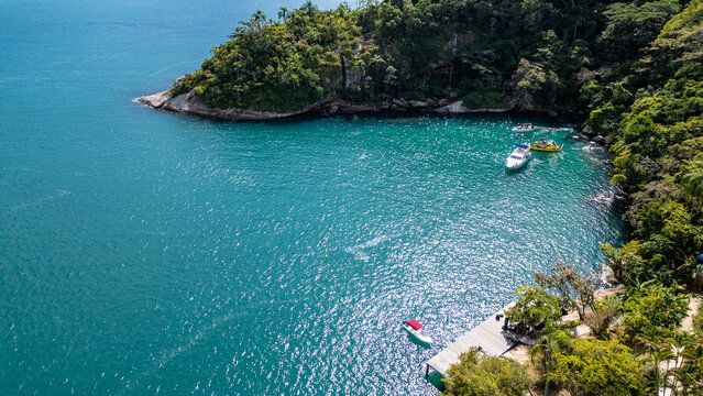 Tropical Island Paradise In Paraty Brazil South America Coastal Beach Landscape With Blue Ocean Water Summer Vacation Destination Travel And Nature
