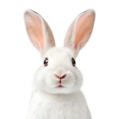 Obraz premium Close up of a white rabbit isolated on transparent background