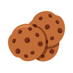 Fototapeta premium Colored vector icon of a brown cookie with chocolate chips, symbolizing dessert, sweetness, and homemade baking. Isolated on a transparent background