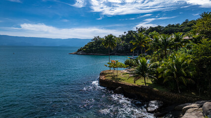 Tropical Island Paradise In Paraty Brazil South America Coastal Beach Landscape With Blue Ocean Water Summer Vacation Destination Travel And Nature