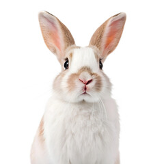 Obraz premium Close up portrait of a cute rabbit isolated on transparent background, looking at camera