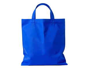 A vibrant, royal blue tote bag with sturdy handles and a rectangular silhouette