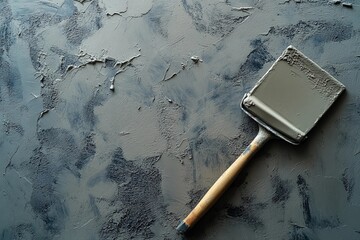 Close-up of plastering float with smooth cement