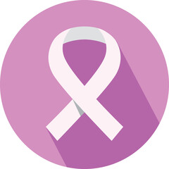 Pink Ribbon october Awareness month Symbol On Purple Circle Background For Breast Cancer Campaigns, Health Support And Fundraising