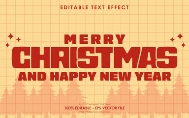 Editable merry christmas and happy new year text effect