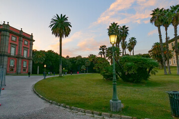 Fototapeta premium An avenue in the public garden surrounding the Capodimonte Museum in Naples, Italy.