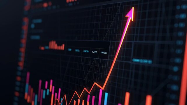 Colorful financial graph showing upward trend in data analysis.