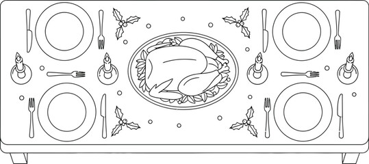Thanksgiving dinner table setting turkey holiday celebration family feast food