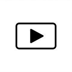 A simple black and white play button icon centered in a rounded rectangle shape