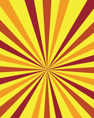 Vibrant radial burst of warm yellow and deep red stripes emanating from a central point creating a dynamic sunburst effect