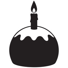 Festive Cake with Burning Candle Silhouette