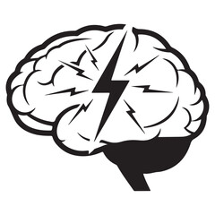 Conceptual Brain with Electric Energy Symbol