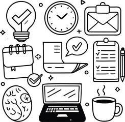 Business and office vector icon set for web and communication design