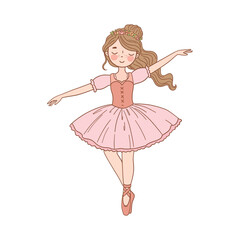 Elegant and cute ballerina in a graceful pose. Hand-drawn doodle illustration with soft pastel tones and cozy festive mood. Perfect for Christmas cards, prints, and holiday designs.
