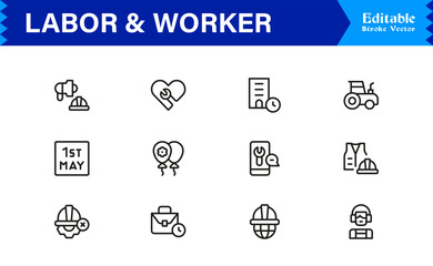 Labor And Workforce Symbols Minimal Line Icon Pack of Unique, Editable Vector Illustrations