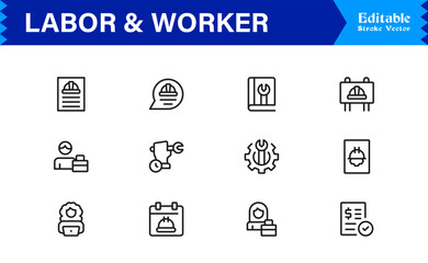 Labor And Workforce Symbols Minimal Line Icon Pack of Unique, Editable Vector Illustrations