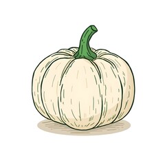 Elegant white pumpkin illustration perfect for fall harvest designs, seasonal menus, or Thanksgiving promotions with a touch of rustic charm