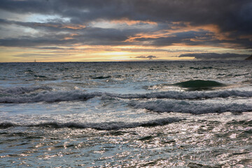 Sparkling water at twilight sunset