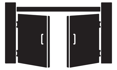 Open Double Doors in a Door Frame Silhouette Icon