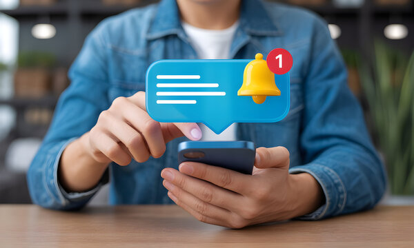 Engaging notification app on smartphone displaying important message alert now