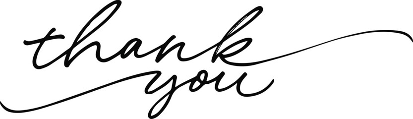 Elegant handwritten &ldquo;Thank You&rdquo; calligraphy text. Modern script typography design for cards, invitations, and branding.