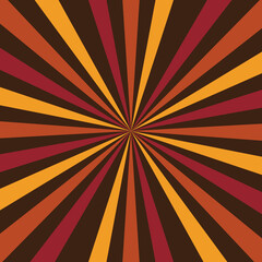 Retro abstract sunburst pattern with warm autumnal hues and radial burst effect