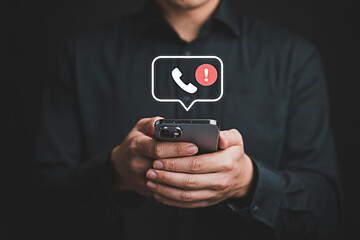 Missed call notification on smartphone concept for mobile phone user and communication technology alert