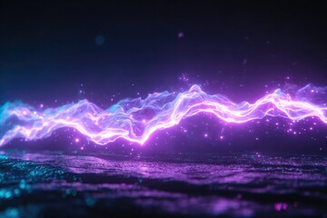 Vibrant electric waves dance across dark background, showcasing dynamic colors and energy