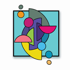 Abstract geometric composition with circles and shapes colorful vector illustration modern art design element