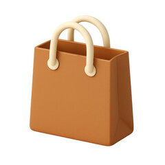 A 3D-style icon of a shopping bag with handles, centered, minimal design