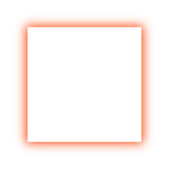 Orange neon glowing square frame isolated on transparent background