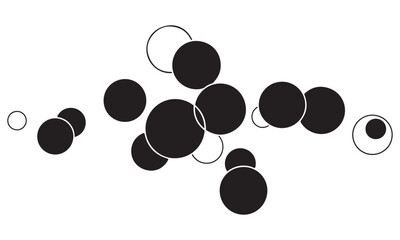 Abstract Pattern of Overlapping Black Circles and Rings on White