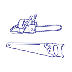 carpentry tool vectors in the form of chainsaws and manual saws