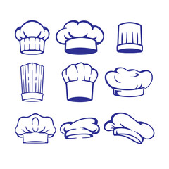 chef hat vector icon set of various shapes