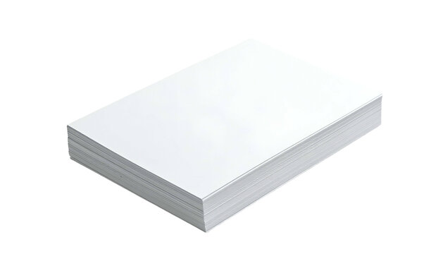 A pristine stack of blank white paper sheets, crisp edges on a pure black background