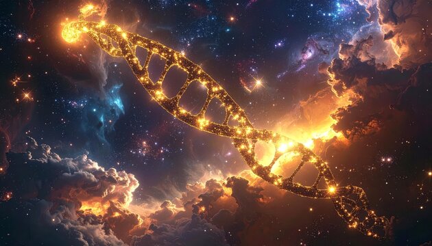 DNA Helix in Space Abstract Science, Technology, Futuristic Concept