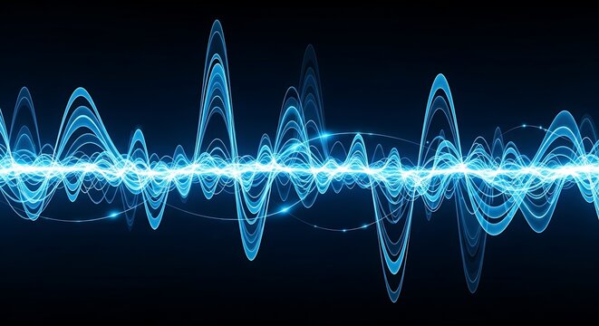 Electromagnetic Pulse Waves Energy Technology Flow Abstract Design Sound Frequency Light Waveform Communication Concept Innovative Power