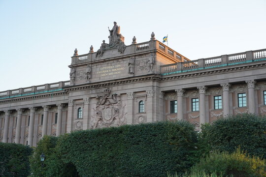 Teilaufnahme des Reichstagsgeb&auml;udes (Riksdagshuset) in Stockholm am 08.10.2025