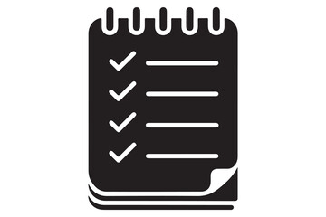 Checklist clipboard silhouette icon for task management and planning isolated on white background
