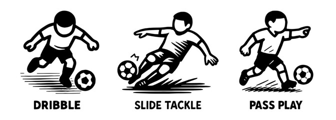 サッカーアクション( ドリブル・タックル・パス)、Soccer Action(Dribble, Tackle, Pass)
