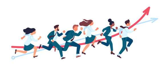 Business People Run. Teamwork Running Co