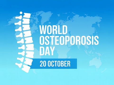 World osteoporosis day october 20th with a stylized human spine and world map background - Powered by Adobe