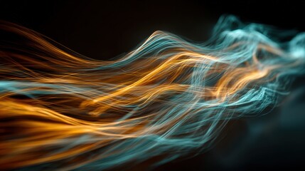 Dynamic abstract light streaks creating energy trails in darkness