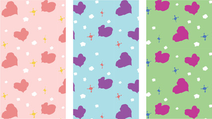 Cute Minimal Heart Pattern Set Seamless Valentine Backgrounds in Pastel Colors.eps