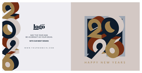 2026 logo and premium wish card colorful style. Happy new Year.