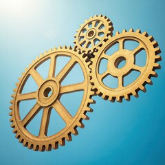 Interlocking wooden gears creating a mechanical connection