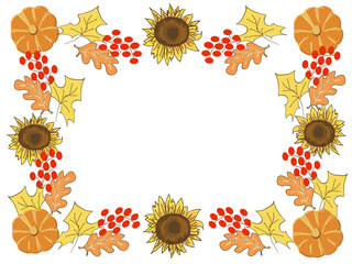 Autumn frame in folk style for editing.