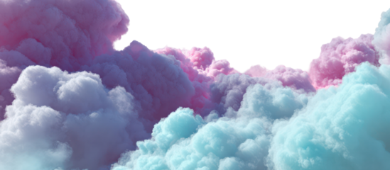 Abstract pastel colored clouds or smoke formations isolated on transparent background