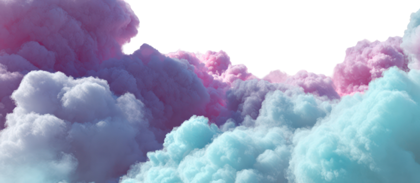 Abstract pastel colored clouds or smoke formations isolated on transparent background